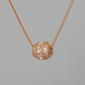 Chaîne Xuping avec pendentif orné de strass blancs et de cristaux, diamètre environ 8,5×9 mm, longueur 39–45 cm, épaisseur 1 mm