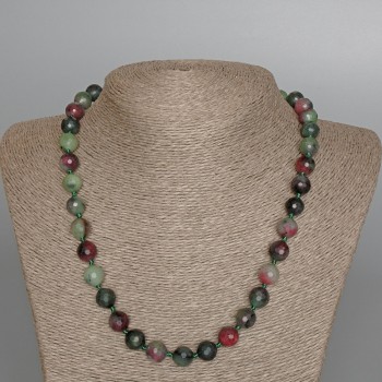 Collier en zoïsite naturel, billes facettées, diamètre 10 mm ±, longueur 50 cm ±
