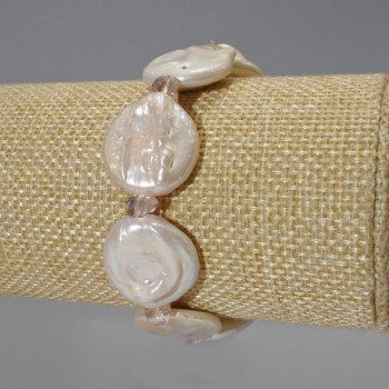 Bracelet de perles baroques avec une teinte « benzine », diamètre 19 mm ±, longueur 18 cm ± (extensible) avec des strass Swarovski