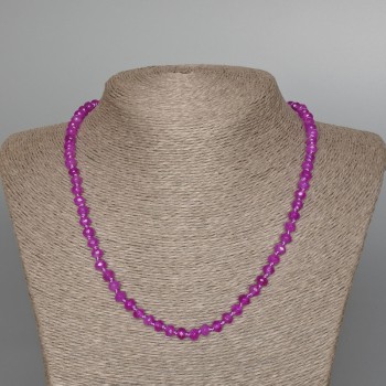 Collier d'améthyste facettée artificielle en rondelles, diamètre 6 × 4 mm ±, longueur 49 cm +