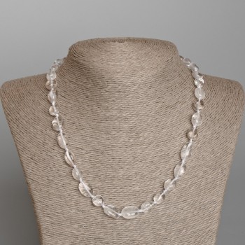 Collier de cristal de roche facetté, diamètre 9×12 mm ±, longueur 48 cm ±