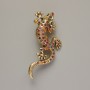 Broche Lézard multicolore avec strass sur métal doré, 29 × 63 mm