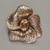 Broche-pendentif «Fleur» cristal jaune et métal doré clair 55×63 mm
