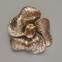 Broche-pendentif «Fleur» cristal jaune et métal doré clair 55×63 mm