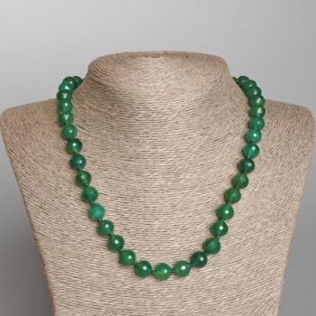 Collier en chrysoprase naturel, billes facettées de 10 mm, longueur environ 49 cm