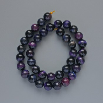 Perles multicolores Œil-de-chat en pierre naturelle, billes lisses, diamètre 10 mm ±, longueur 39 cm ± sur fil