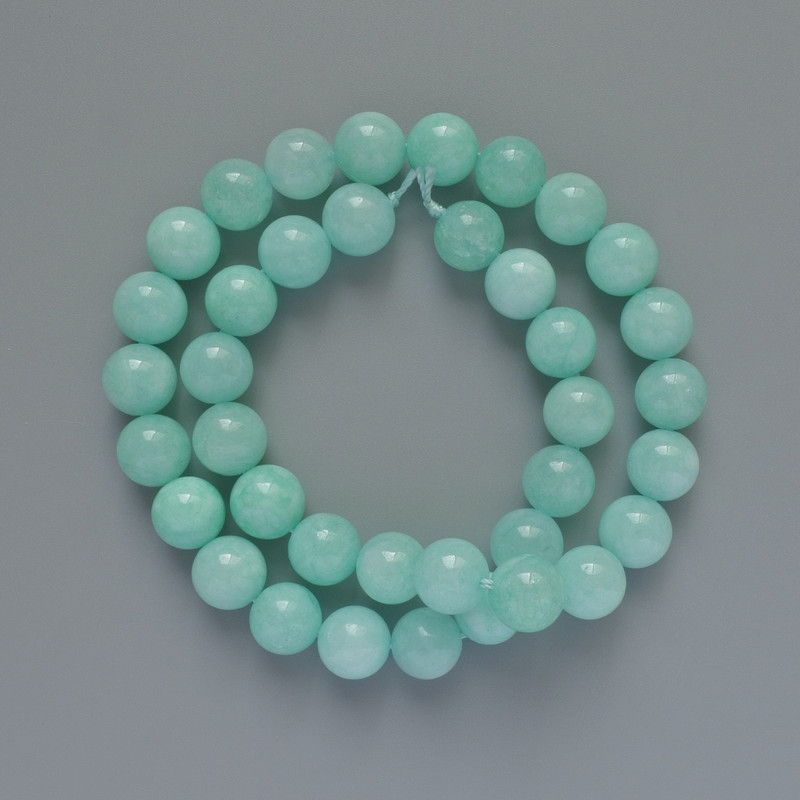 Perles d'amazonite, boules lisses, diamètre 10 mm ±, longueur 38 cm ±, sur fil