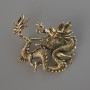 Broche-pendantif Dragon métal doré 44 × 37 mm
