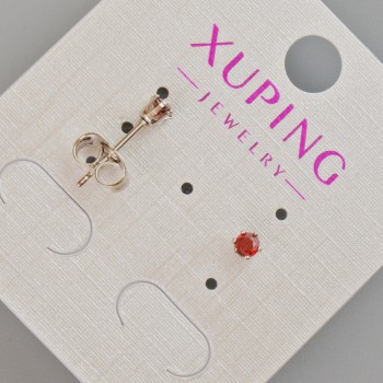 Boucles d'oreilles à clous Xuping avec cristal rouge, diamètre 3,5 mm, plaqué rhodium