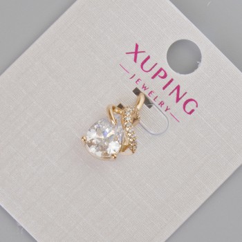 Pendentif Xuping avec cristal blanc et strass, diamètre 16×10 mm ±, or 18 carats