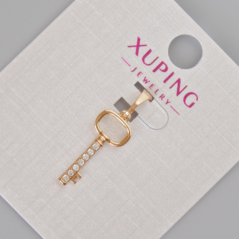 Pendentif Xuping «Clé» avec strass blancs, diamètre 25×8 mm ± doré à l'or 18K