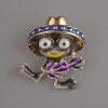 Broche-pendante « Grenouille Chona » et émail violet, métal doré 30×27 mm