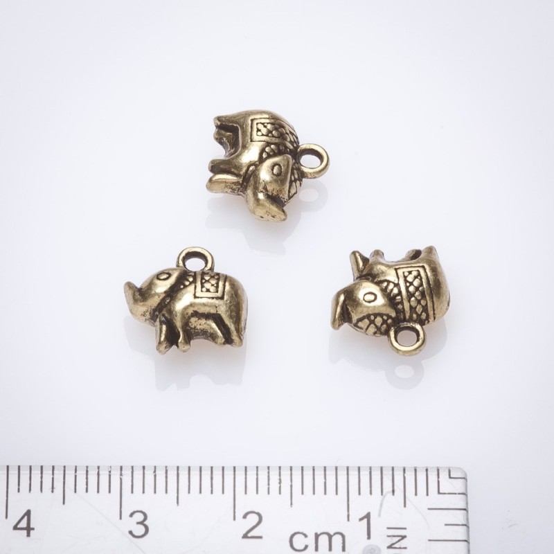 Fournitures: Pendentif Éléphant 10 mm bronze, conditionnement 20 g ± 11 pièces