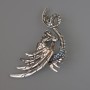 Broche-pendentif Dragon avec strass bleus 80 × 41 mm métal argenté