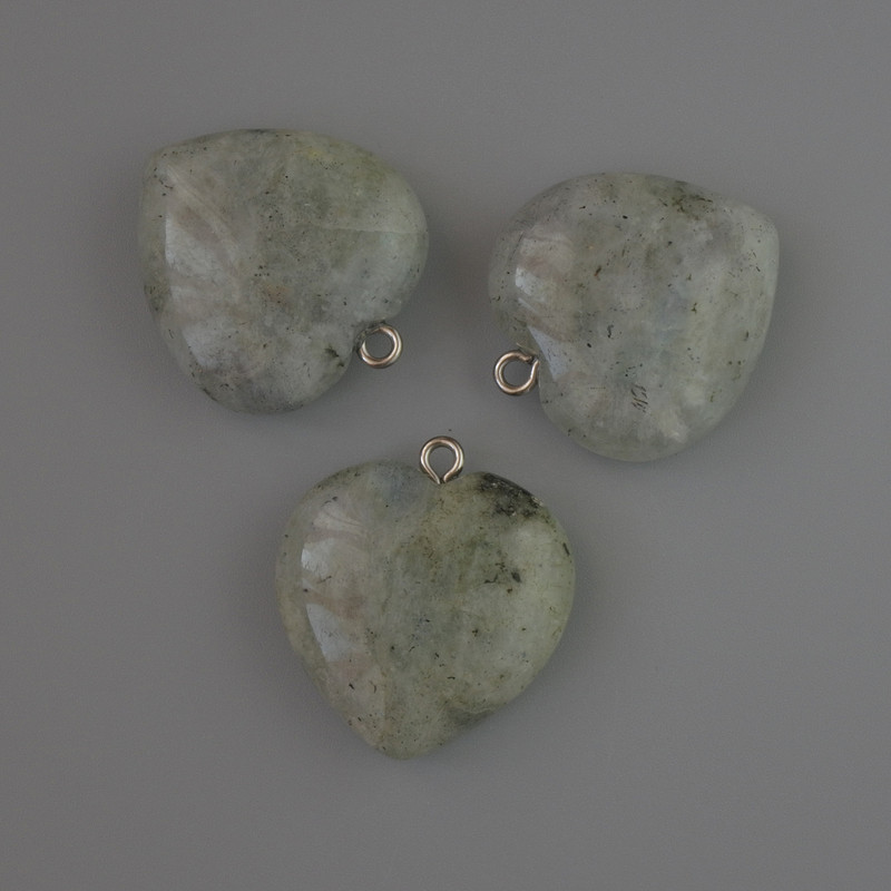 Pendentif cœur en labradorite, diamètre 27×25 mm+