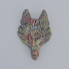Pendentif «Loup» en jaspe sang-dragon, pierre naturelle, diamètre 39 × 25 mm, trou de 2,2 mm