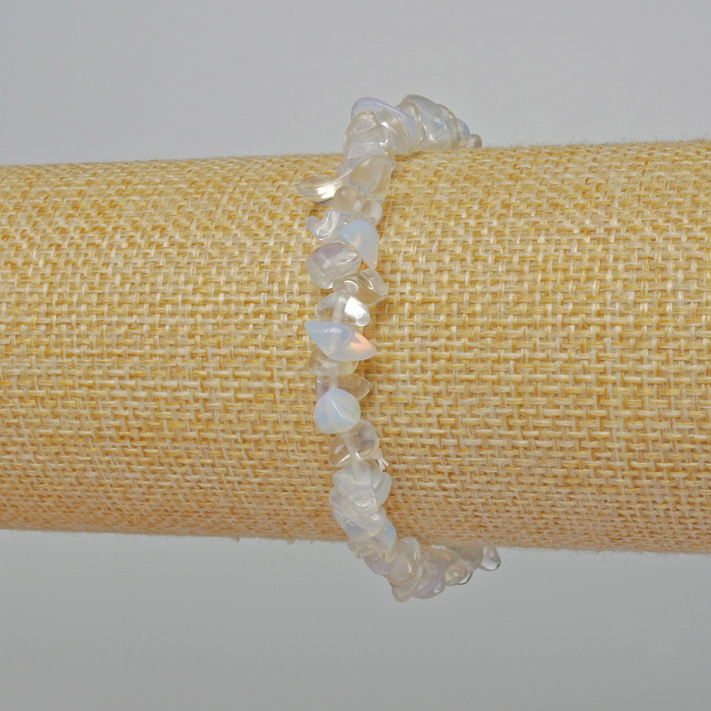 Bracelet en éclats de pierre de lune, diamètre 7×4 mm, longueur 18 cm, élastique