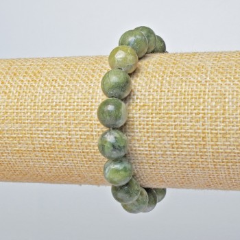 Bracelet en jadéite (pressé) – billes lisses, diamètre 10,5 mm + -, longueur 18 cm + - (élastique)