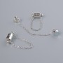 Fermeture magnétique argentée, diamètre 13×6 mm, avec chaîne, longueur 5 cm
