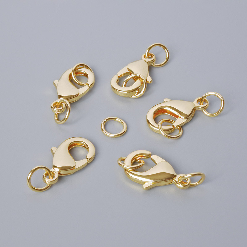 Fermeture mousqueton dorée, diamètre 15×8 mm, 1 pièce