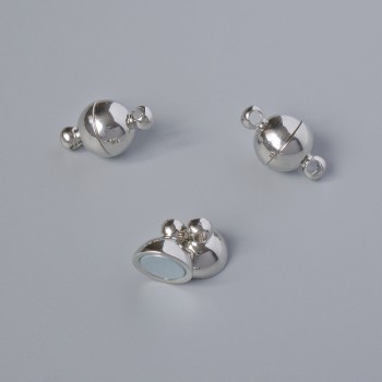 Fermeture magnétique en métal argenté, diamètre 14 × 8 mm, 1 pièce