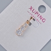 Pendentif Xuping avec cristaux blancs, diamètre environ 15×6 mm, longueur environ 20 mm, dorure 18K