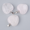 Pendentif « Cœur » en quartz rose, pierre naturelle, diamètre 20×20×9 mm +-, longueur 28 mm +
