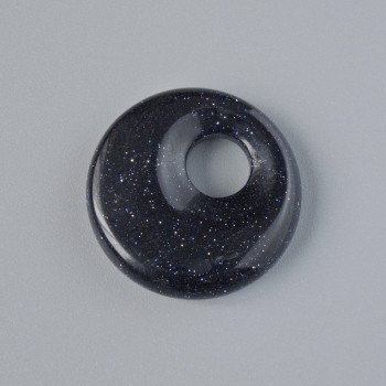 Pendentif en forme de beignet (donut) Aventurine Nuit du Caire (synthétique) pierre, diamètre 18 × 5 mm ±, diamètre du trou 5 mm ±