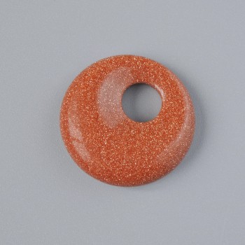 Pendentif beignet (donut) Aventurine Sable Doré (synthétique) pierre, diamètre 18×5 mm ±, diamètre du trou 5 mm ±