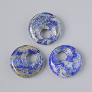 Pendentif en forme de beignet (bagel) en lapis-lazuli, pierre naturelle, diamètre 18×5 mm, diamètre du trou 5 mm