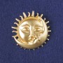 Broche Soleil et Lune émail jaune mat, métal doré 46×46 mm+
