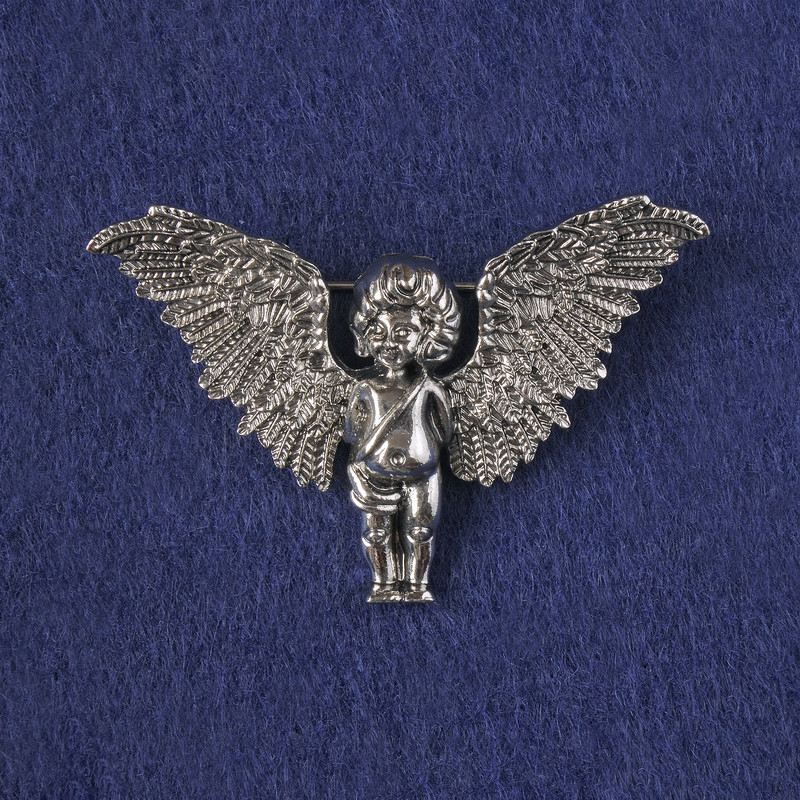Broche-pendante Ange en métal argenté 33×51 mm+