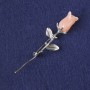 Broche Rose beige, plastique beige et métal argenté, 65×19 mm+