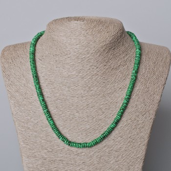 Collier en malachite (pressé) rondelle lisse, diamètre 6 × 2 mm, longueur 45–49 cm
