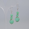 Boucles d'oreilles en amazonite, boules lisses, diamètre 12 mm et 6 mm ±, longueur 48 mm ±, avec inserts métalliques