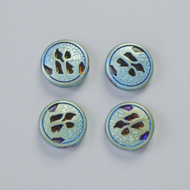 Perle d'hématite couleur caméléon mate, diamètre 12 × 4,5 mm ± (4 perles)