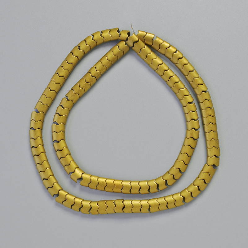 Perles d'hématite serpentin ondulé couleur doré mat, diamètre 5×4×3 mm, longueur ±40 cm — rangée