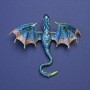 Broche-pendentif «Dragon» émail bleu et strass