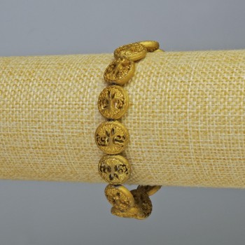 Bracelet d'hématite « Arbre » couleur doré mat, diamètre 12×4,5 mm ±, longueur 18 cm ± (élastique)