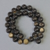 Perles sur fil d'obsidienne solaire, bille lisse, diamètre 12 mm (+/-), longueur 38 cm
