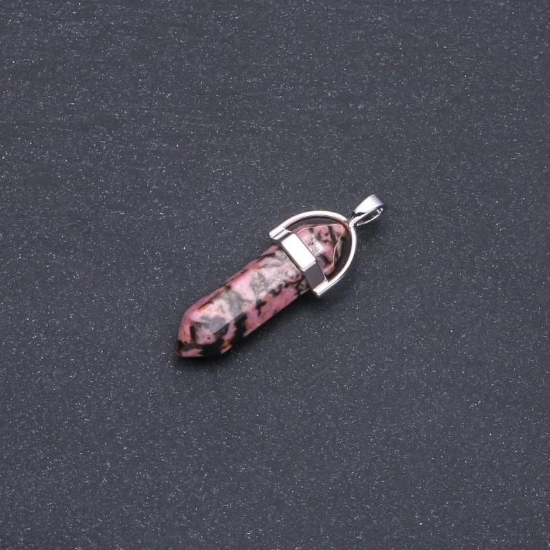 Pendentif hexagonal en rhodonite 39x32x9 mm