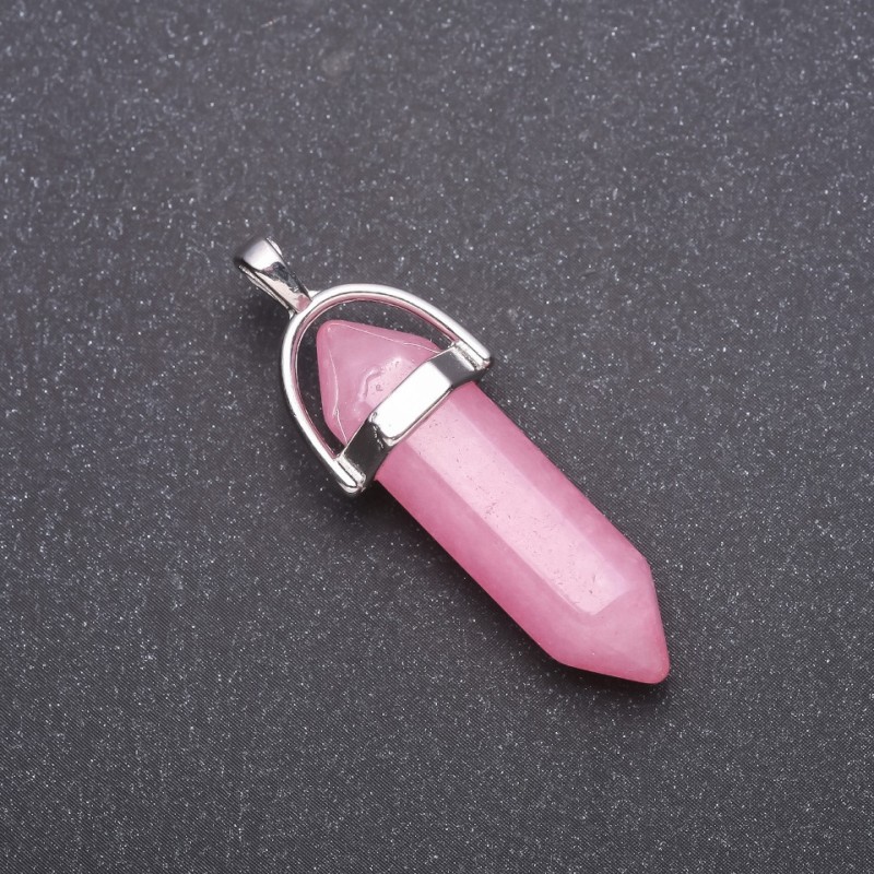 Pendentif hexagonal avec pierre tourmaline synthétique 8×35×40 mm