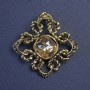Broche-pendentif Accent avec cristal jaune et strass blancs 40 mm +