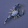 Broche Scorpion bleu clair et bleu strass argenté 47x25mm +