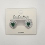 Boucles d'oreilles avec cristal vert «Cœur», diamètre 12 mm