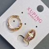 Boucles d'oreilles Xuping dorure 18K avec cristaux multicolores, diamètre 15×8 mm+