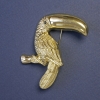 Broche-pendentif oiseau Toucan doré en métal 62 × 40 mm