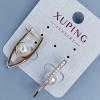 Boucles d'oreilles Xuping en or plaqué 18K avec perle, diamètre 8 mm et strass blancs, longueur 28 mm +