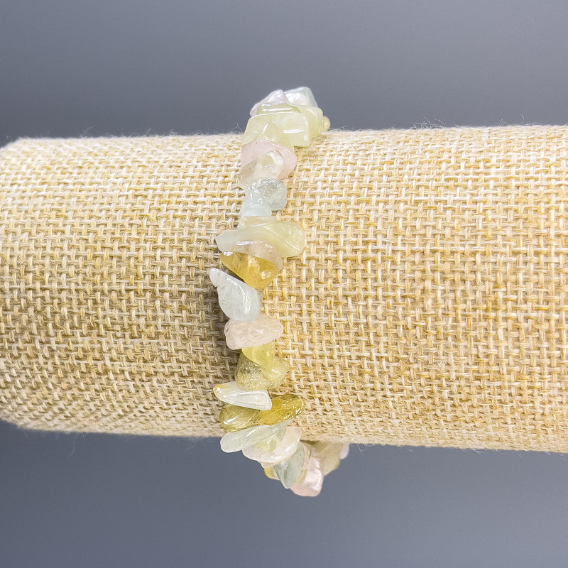 Bracelet Morganite éclats, diamètre 9×43 mm ±, longueur 18 cm élastique