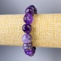 Bracelet en améthyste galetée, diamètre 13×12 mm ±, longueur 18 cm ±, élastique